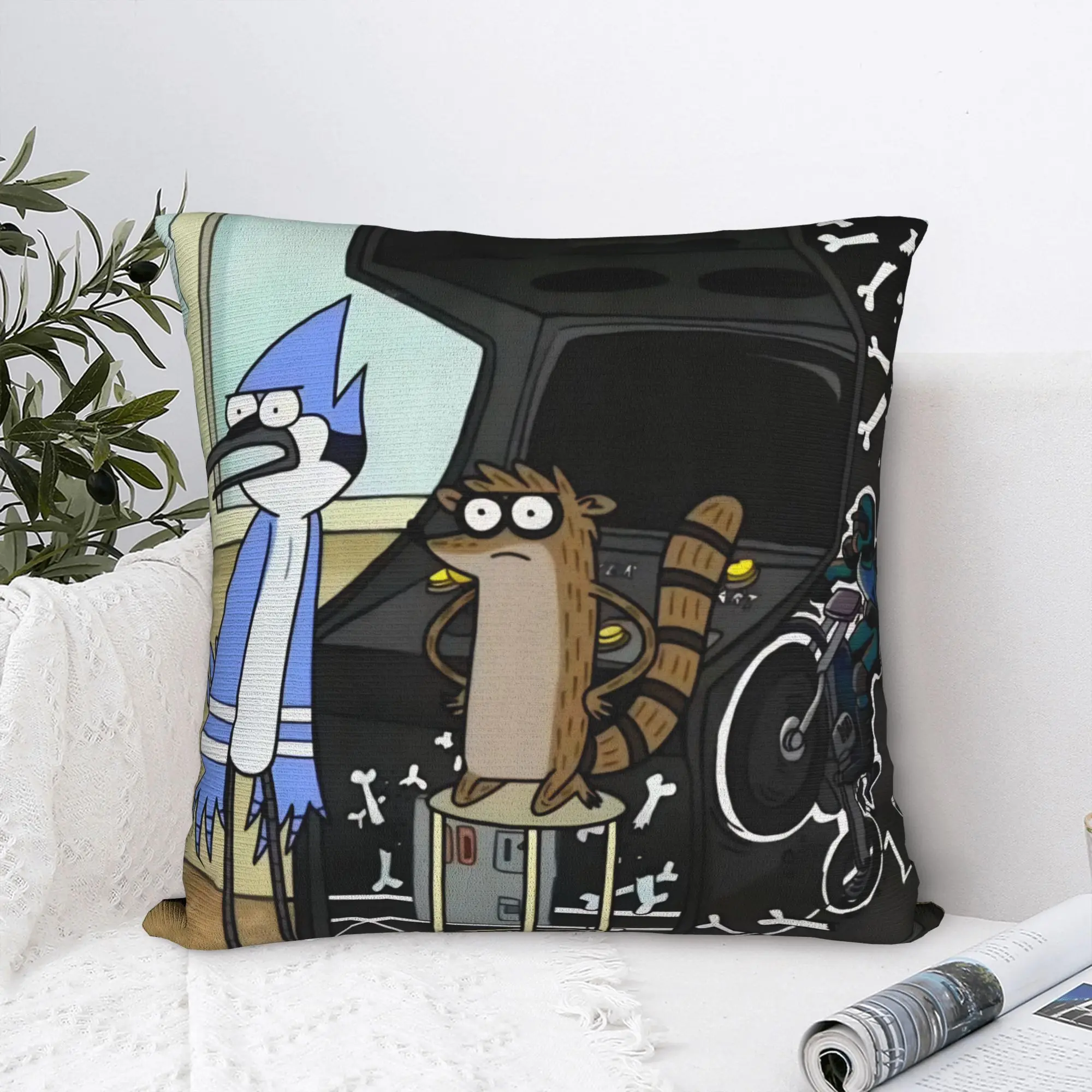 Cartoon TV Series Regulars Show Piano Square Pillow Cases  Cushion Cover Fashion Zippered Decorative Pillowcase for Home 45x45cm