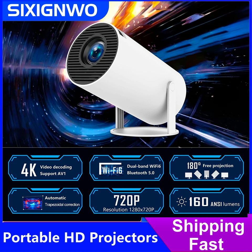 

SIXIGNWO Projector HY300 PRO 4K Android 11 Dual Wifi6 290ANSI Allwinner H713 BT5.0 1080P 1280*720P Home Cinema Outdoor Projetor