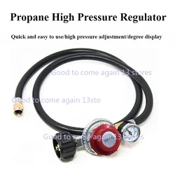 Propane Regulator High Pressure 0-30PSI with Meter Gas Regulator Adjustable Hose Gauge Suitable for Home Commercial Kitchens