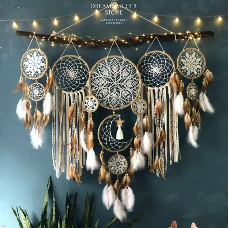 

5pcs/set Dream Catchers Boho Home Decor Macrame Dream Catchers Wall Hangings Moon Ramadan Dreamcatcher Kids Nursery Ornament