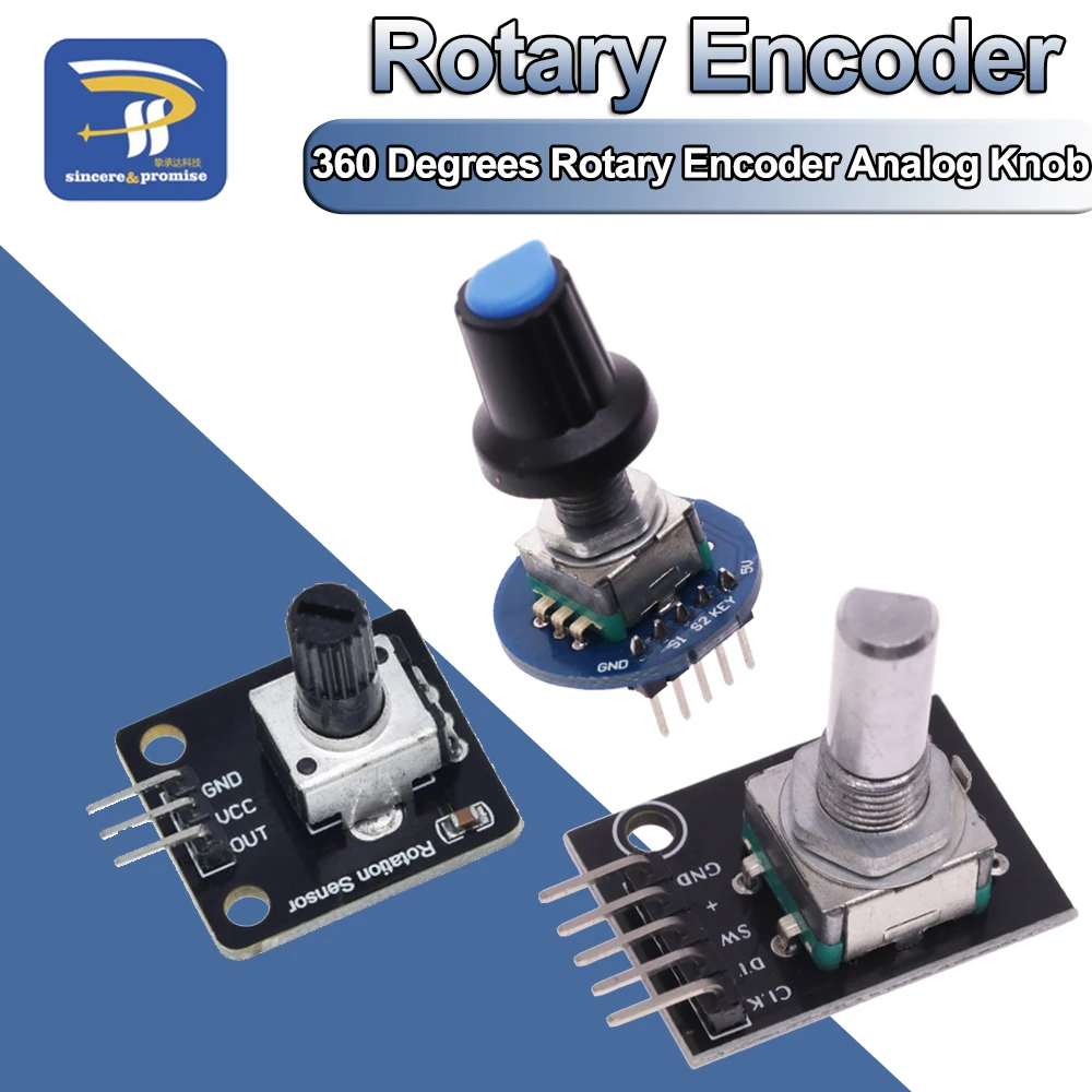 360 Degrees Rotary Encoder Module Rotary Potentiometer Analog Knob Module for Arduino KY-040 RV09 Rotary Encoder EC11 Knob Cap