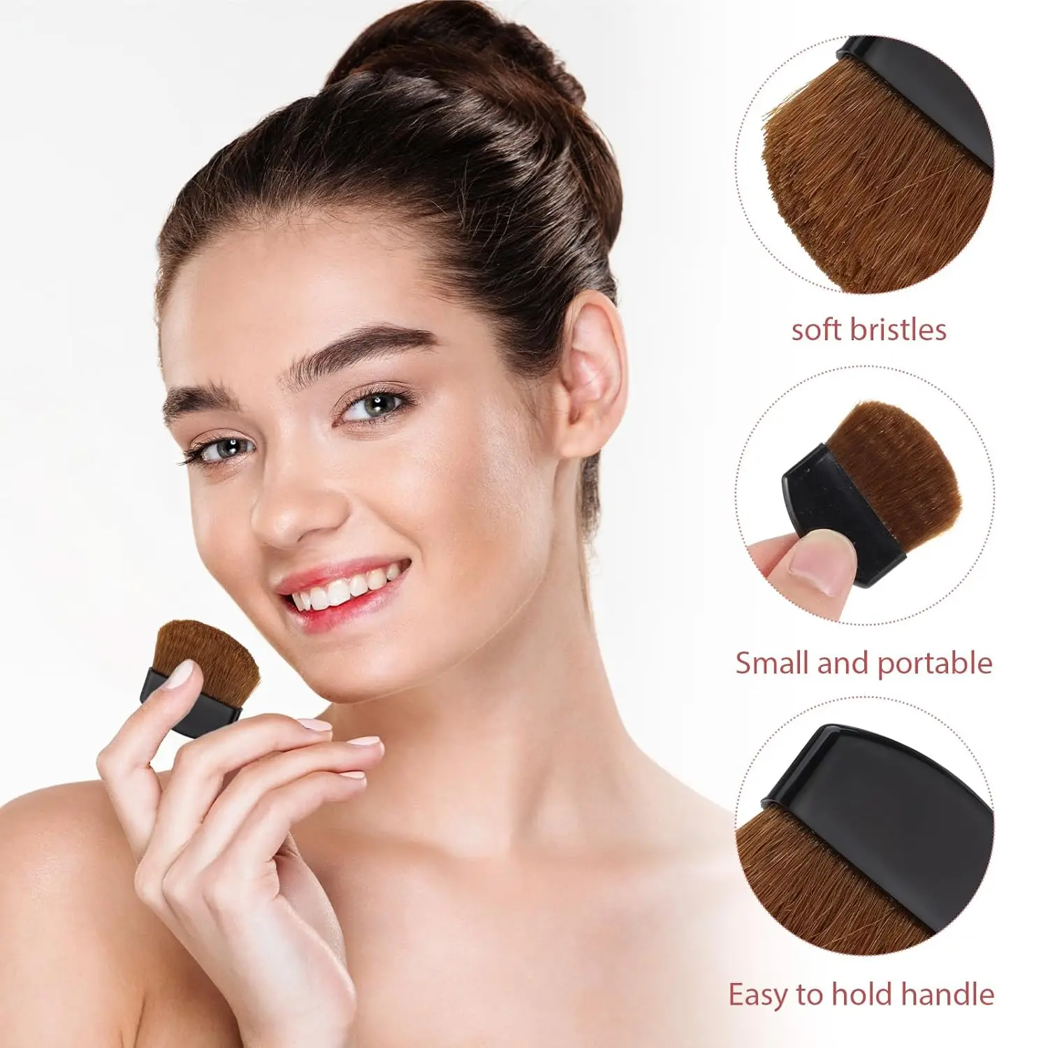 50 PCS Disposable Makeup Brushes, Blush Brushes Mini Cosmetic Brush Portable Powder Brush for Loose Powder Facial Beauty Tool