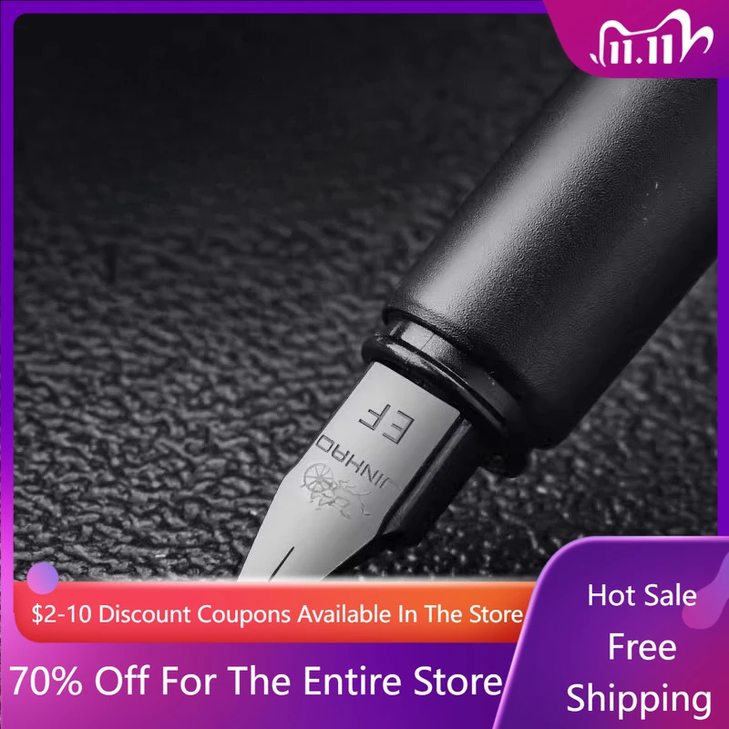 

Цельностальная перьевая ручка Jinhao, перьевая ручка из матового серебристо-черного леса, специально предназначенная для практики каллиграфии.