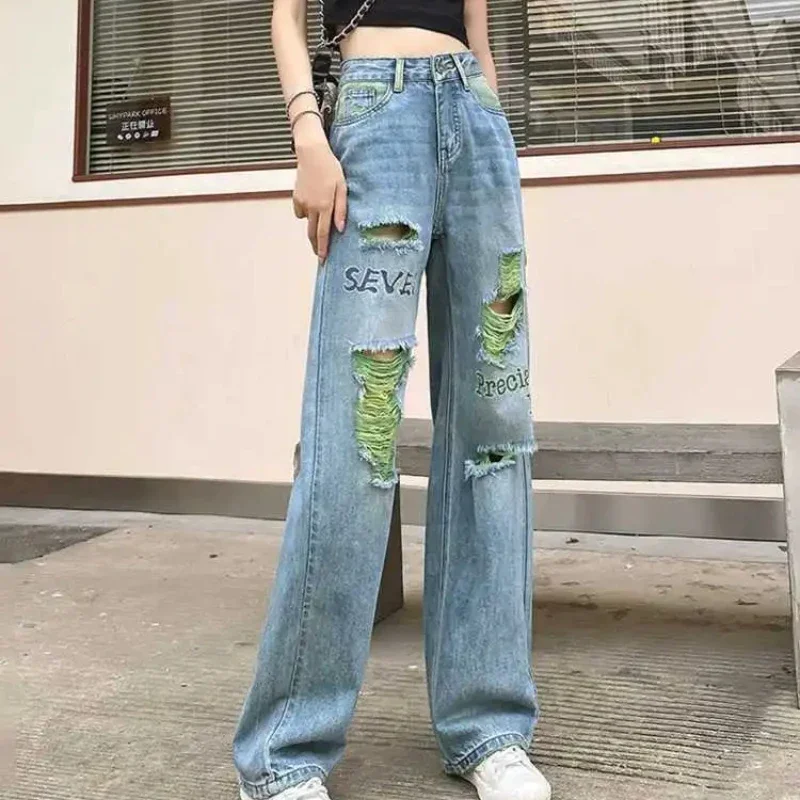 Coreia do sul calças jeans para mulheres perna reta cintura alta tiro jeans das mulheres barato retro moda calças casuais primavera adolescentes