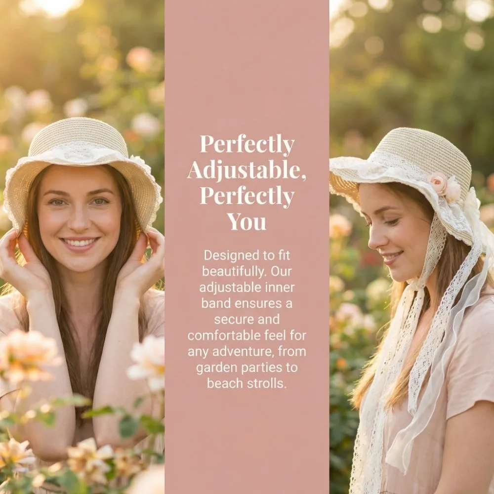 Fashion Lace Bow Sun Hat Adjustable Breathable Straw Beach Hat Lace Ruffle Fisherman Cap Sun Protection