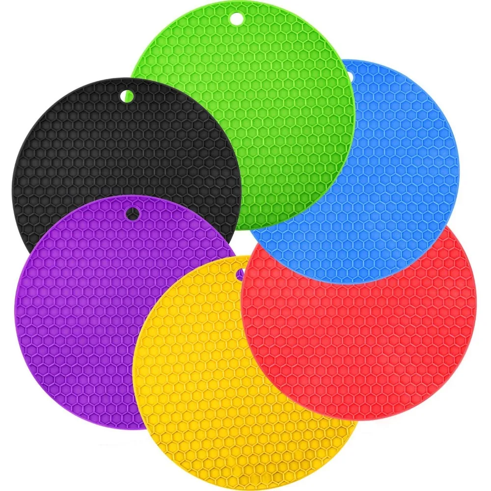 1 paquete de soportes para ollas de silicona, salvamanteles, almohadilla o alfombrilla caliente para ollas y sartenes calientes, seguro para alimentos, resistente al calor (440oF) y doble ecológico