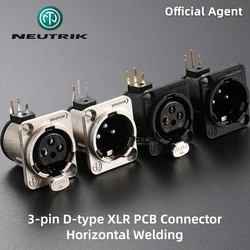 NEUTRIK 3 Pin XLR gniazdo złącze PCB męskie/żeńskie poziome PCB złoty/posrebrzany Pin NC3MD-H-B NC3FD-H-B NC3MD-H NC3FD-H