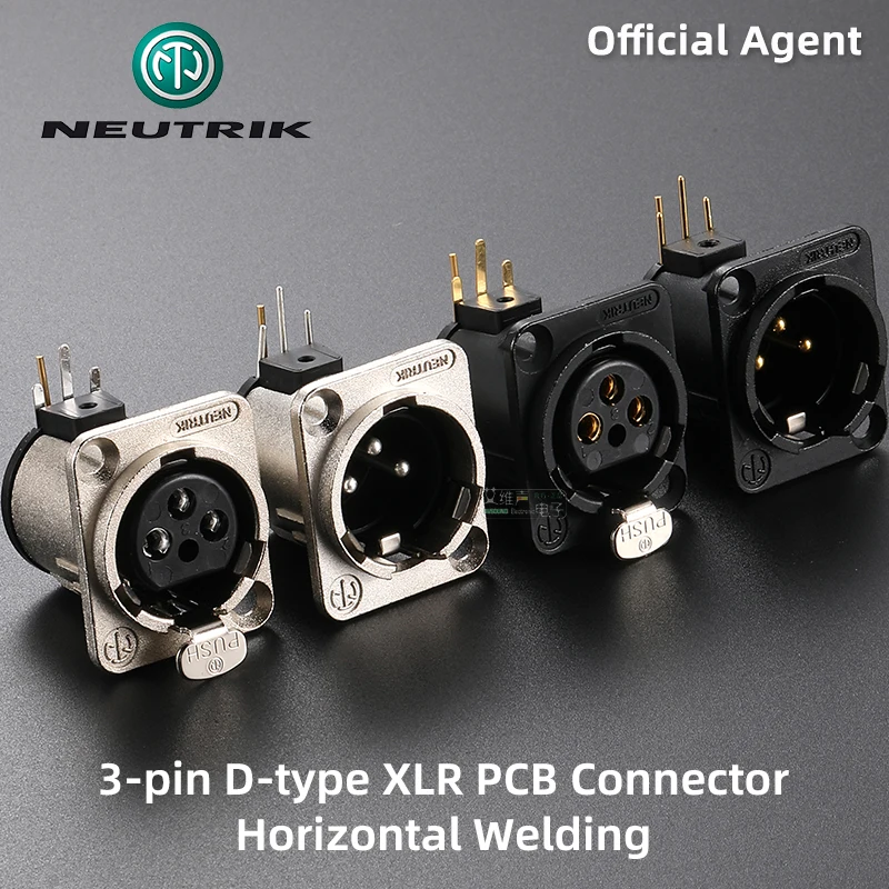 NEUTRIK 3 Pin XLR PCB Connector Socket Male / Female Horizontal PCB Gold/Silver Plating Pin NC3MD-H-B NC3FD-H-B NC3MD-H NC3FD-H