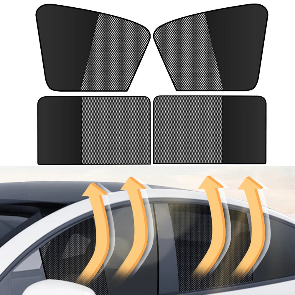 Easily Installed Magnetic Vehicle Windshield Sun Shade Offering Superior Comfort through Breathable Mesh Fabric