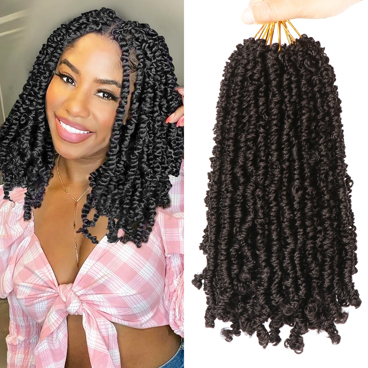 Dansama Yanky Twist Crochet Hair Pre-Twisted Curly Braiding Hair Extensions Pre-looped Mini Twist Braids Synthetic Crochet Hair