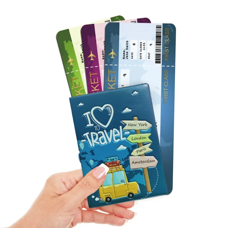 Nuovo Design carino accessori da viaggio porta passaporto in PVC stampa 3D in pelle da uomo custodia per passaporto da viaggio porta carte d'identità