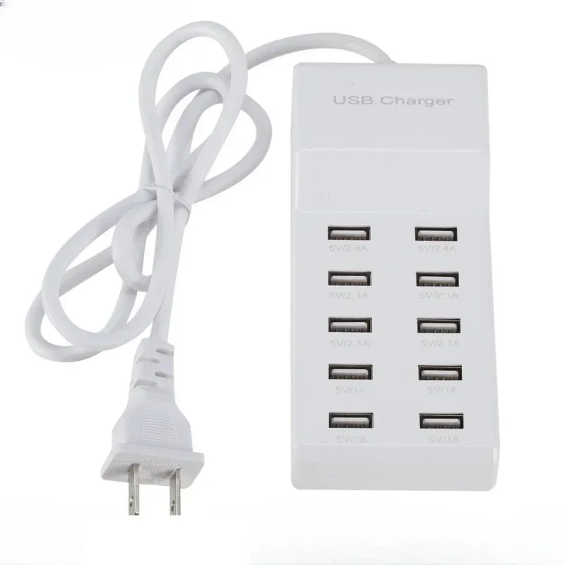 10 USB Charger Station Splitter 60W Mobile Phone Charger HUB Smart IC Charge Universal for iPhone Samsung Mp3 Tablet Etc