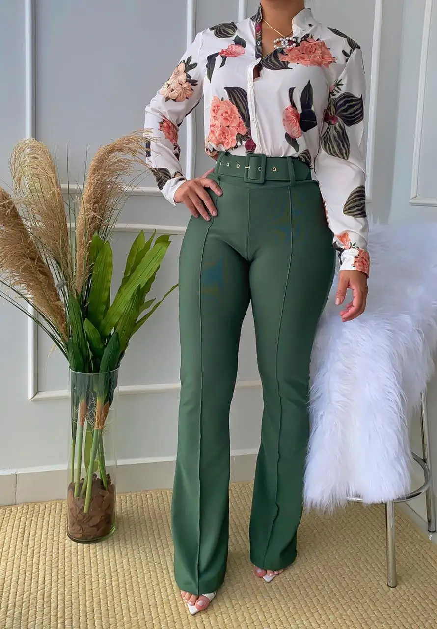 

Women's 2024 autumn new casual suit stand collar long-sleeved shirt top wide-leg pants two-piece set