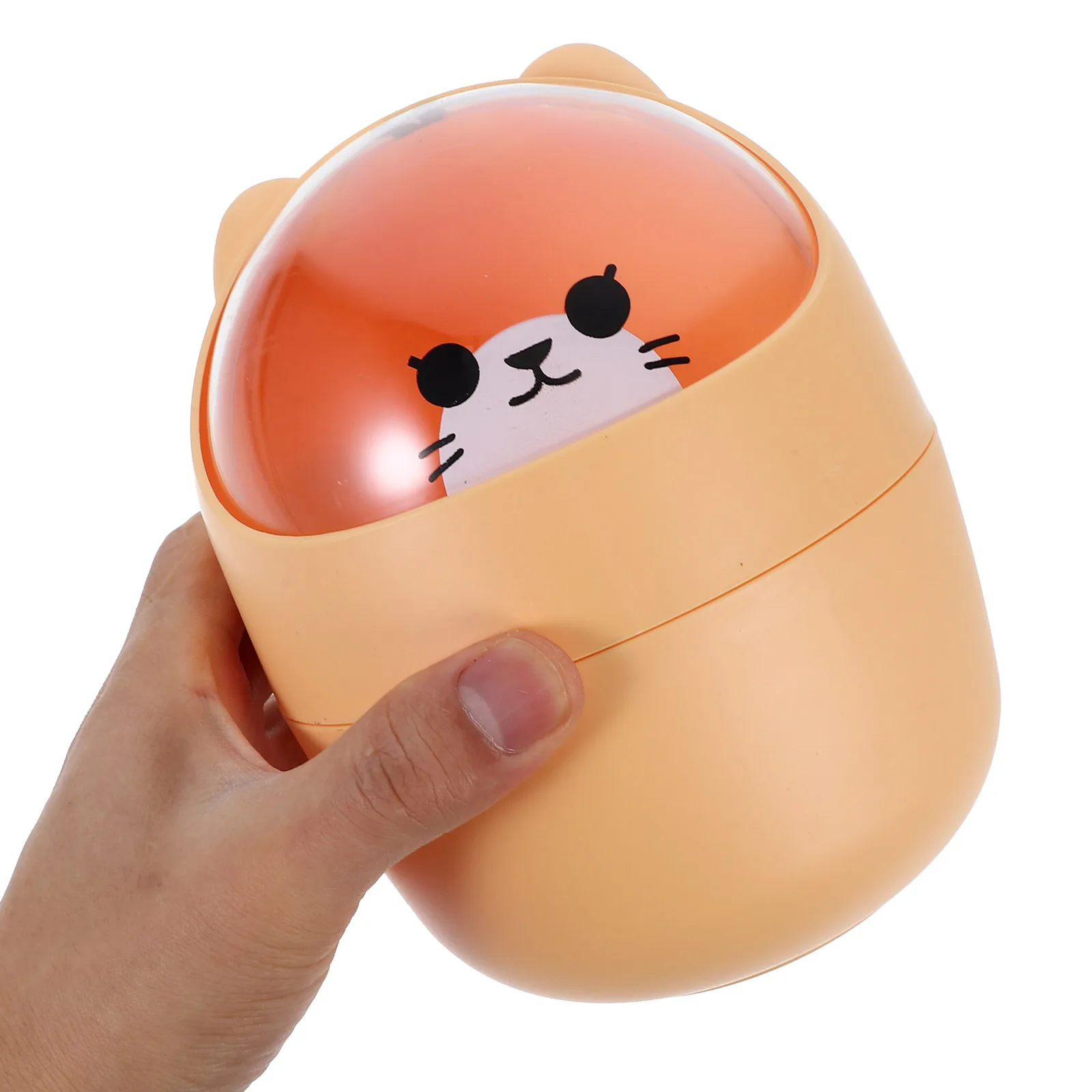 

Mini Trash Can Multi-functional Lightweight Kids Garbage Bin for Bedroom Desk Yellow Cartoon Plastic Storage Container Shake