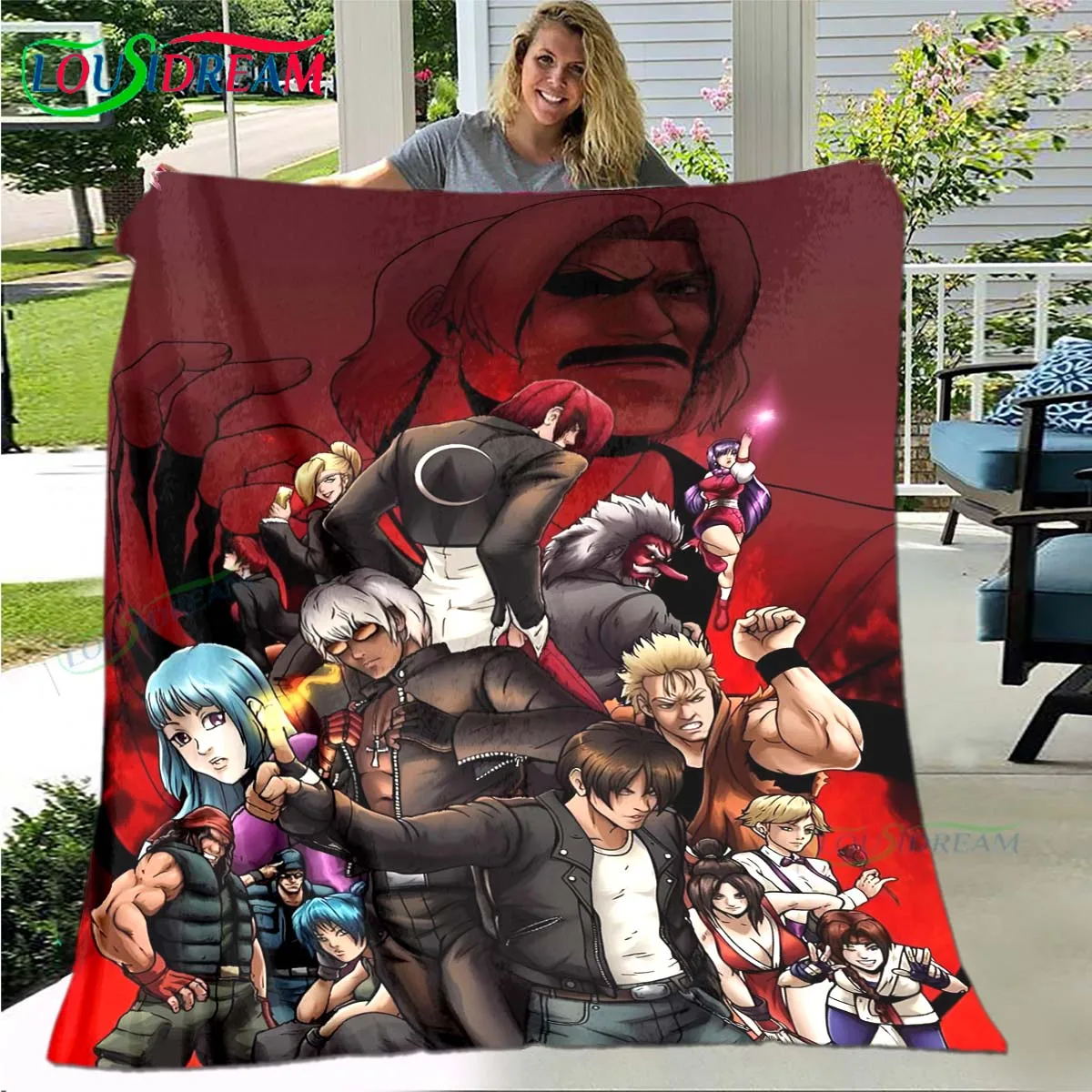

Hot Game The King of Fighters Pattern Blanket Flannel Thin Blanket Portable Home Travel Office Lunch Break Blanket Birthday Gift