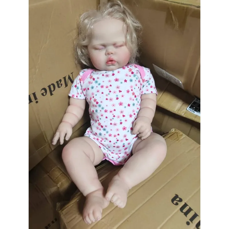 Muñeca durmiente de pepinillos de 24 pulgadas y 60cm, muñeca bebé Reborn realista de princesa con pelo de raíz de mano