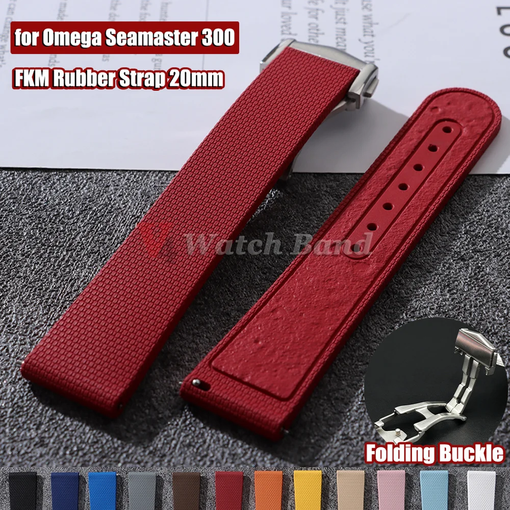 FKM Fluorine Rubber Watch Strap 20mm for Omega for Seiko for Rolex for Casio FKM Rubber Bracelet Quick Release Watchband Straps