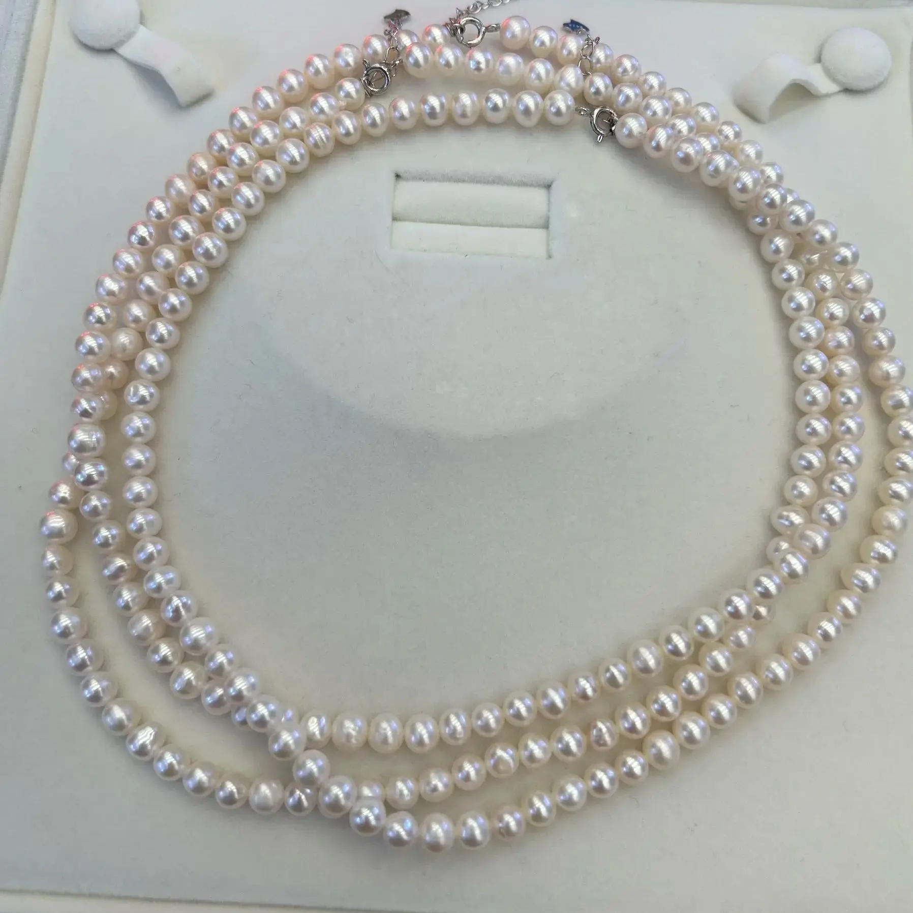 On Sale Pearl Necklace 4.5-5.5mm Almost Round with Flaws Nature Fresh Water White Pearls Beads Necklaces for Women