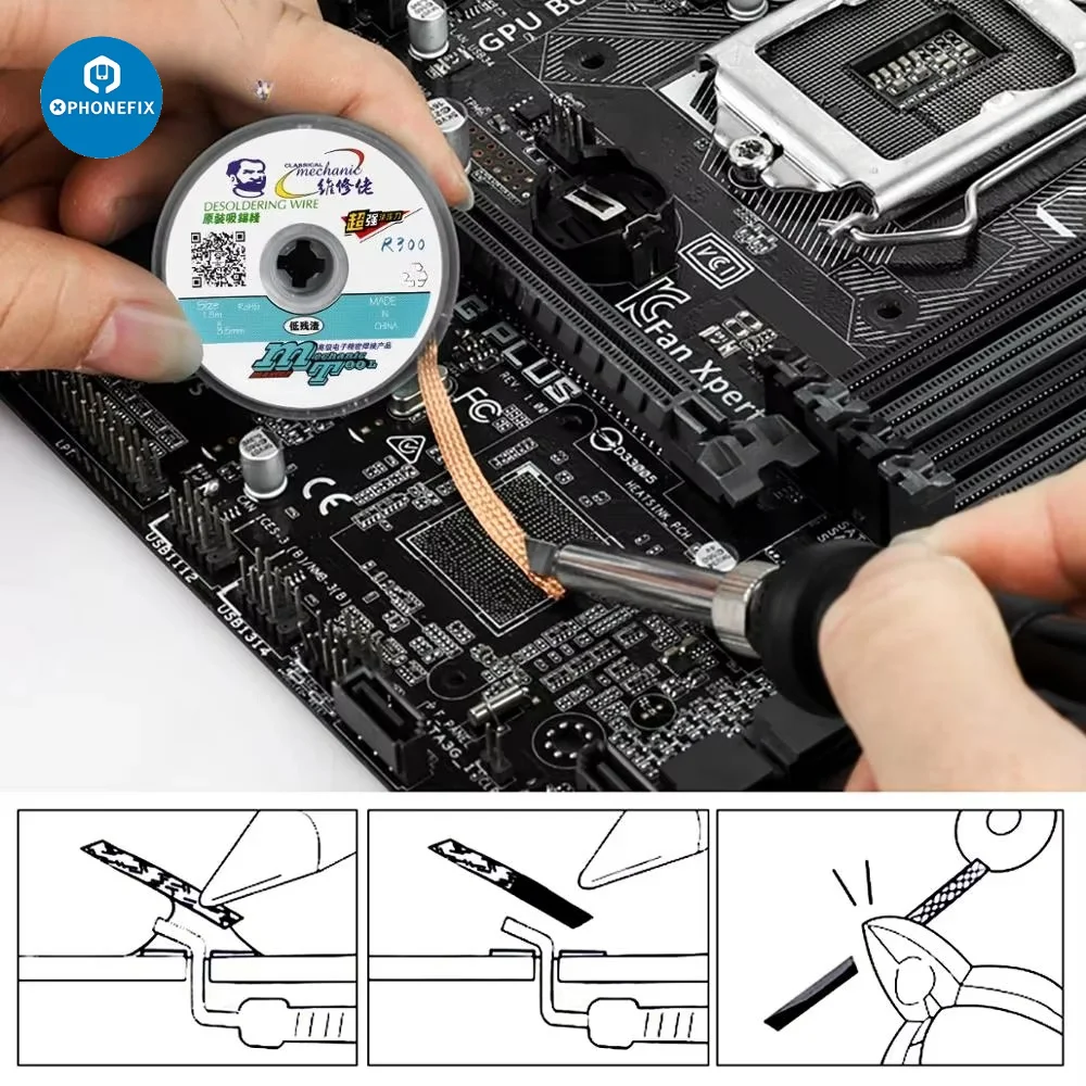 ช่าง1.5Mm 2Mm 2.5Mm 3Mm 3.5Mm สายเชื่อม Desoldering Braid Solder Remover สายไฟ flux BGA Repair เครื่องมือ