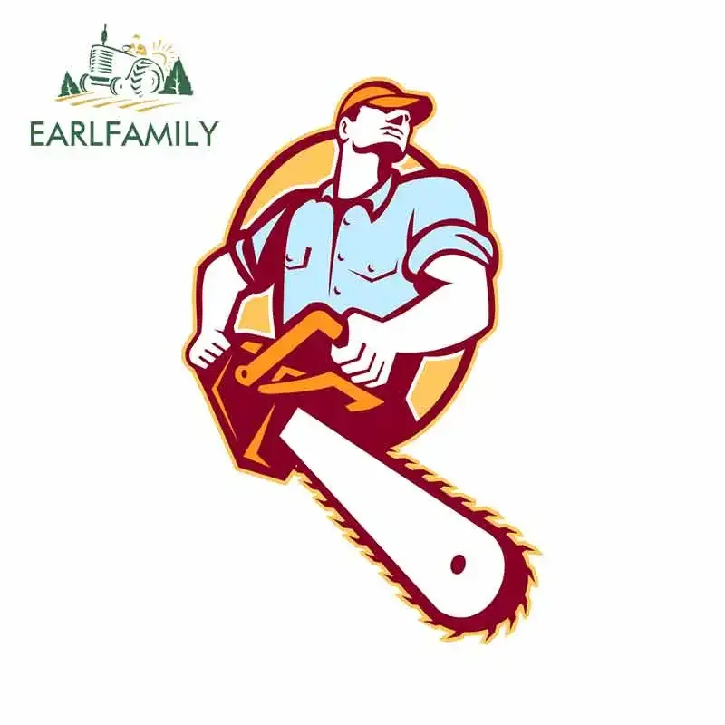 EARLFAMILY 13cm for Lumberjack Tree Surgeon Arborist Chainsaw Graffiti Car Sticker Personality Creative Stickers Sunscreen Decal