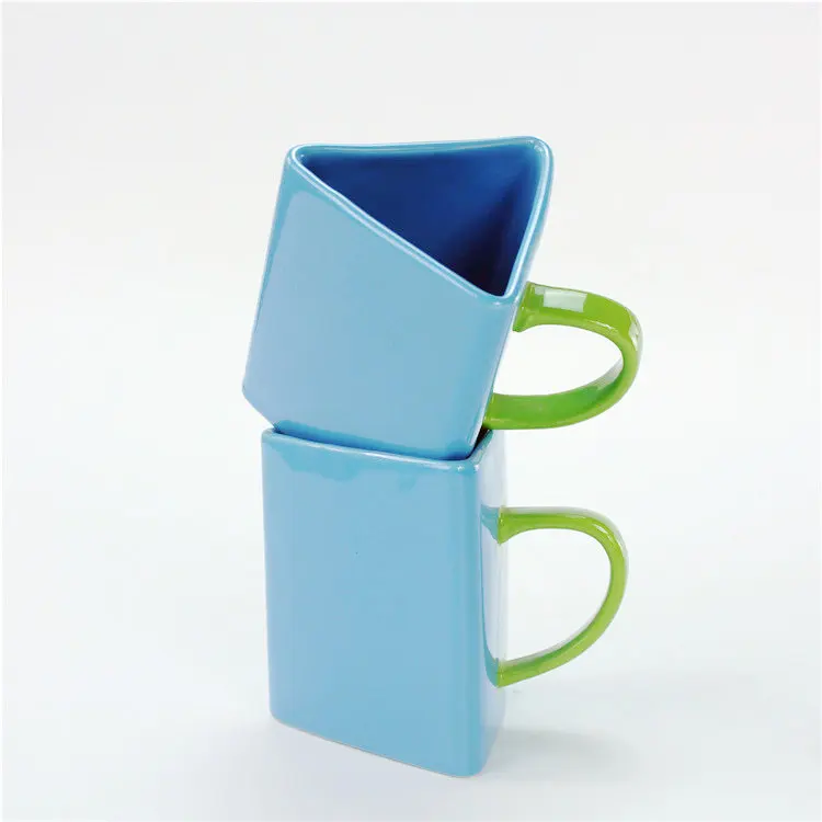 Caneca Completa Do Esmalte, copo Triângulo De Forma Única, copo De Café De Cerâmica, copo De Bebida