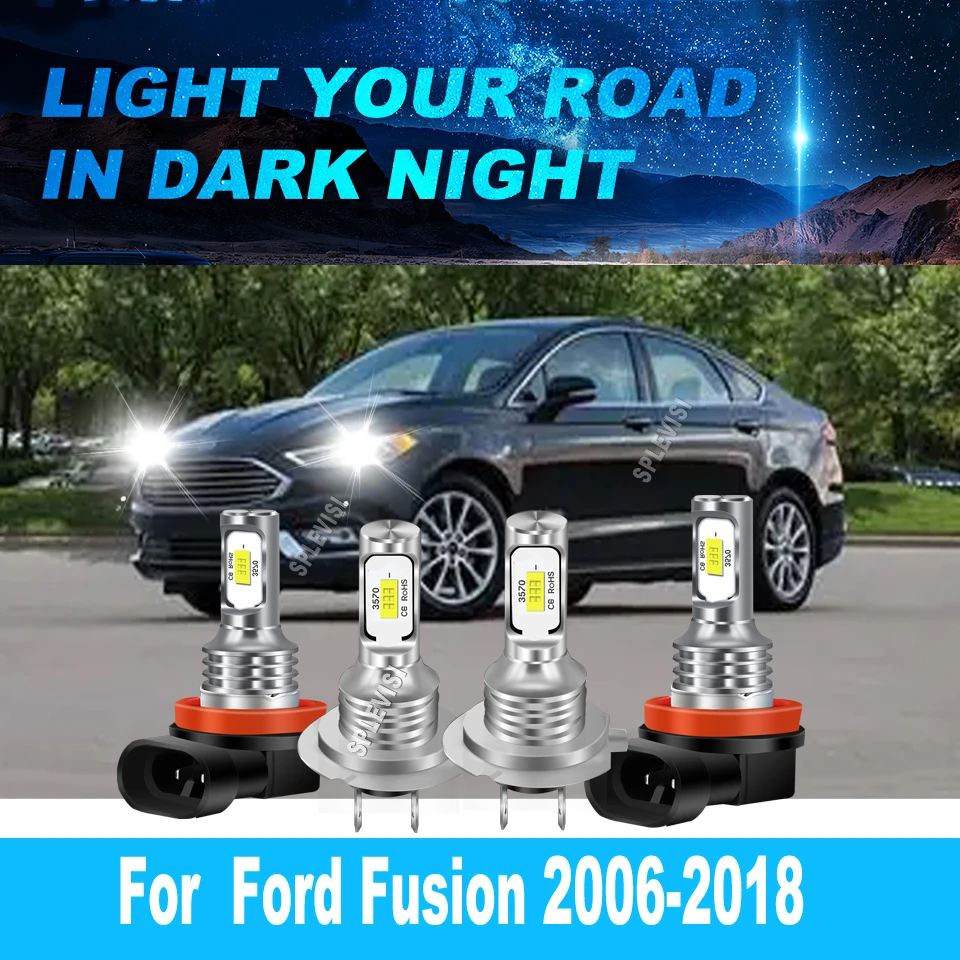 

Светодиодные лампы H7 H11 белого цвета для ближнего и дальнего света, размер 1:1, совместимые со стандартными галогеновыми лампами для Ford Fusion 2006, 2007, 2008, 2009, 2010, 2011-2018 годов выпуска.