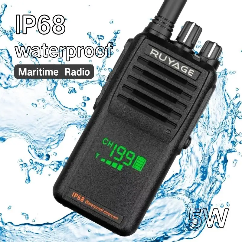 Ruyage T30 VHF Marine Walkie Talkie Waterproof Profesional Long Range Amateur Radio Station IP68 For Fishing Kayak Two-Way Radio