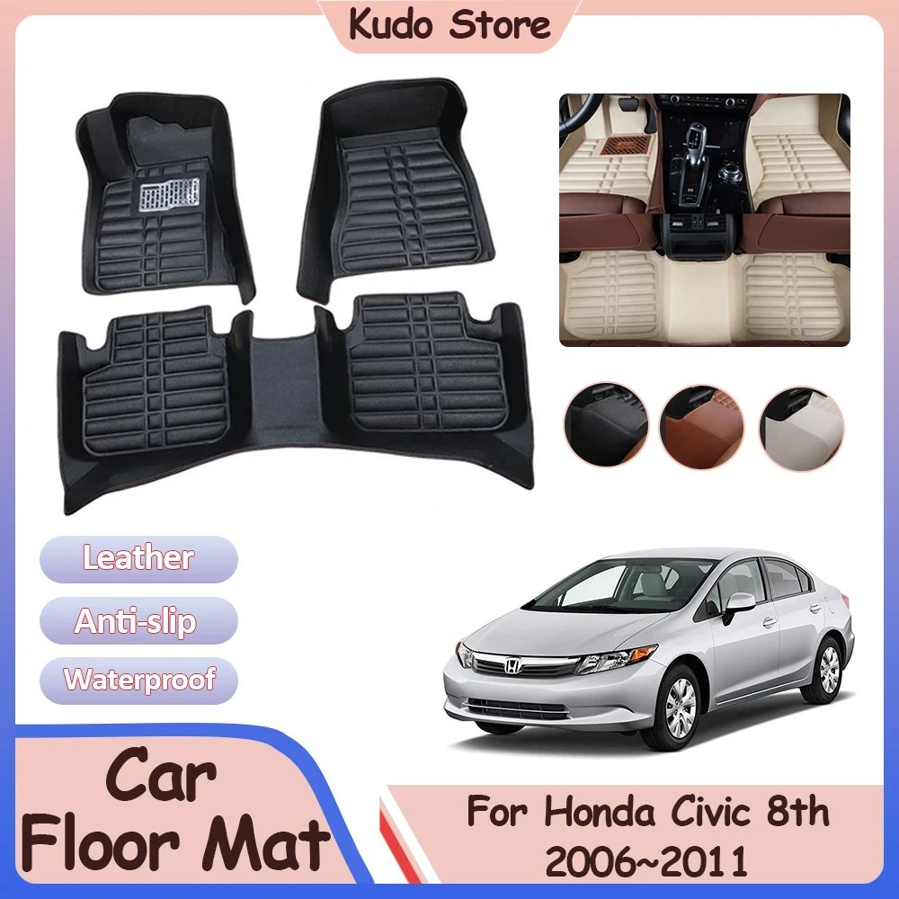 

for Honda Civic 8th Gen FA FD FG 2006~2011 Car Floor Mat Foot Parts Pad Custom Leather Panel Liner Cover Rug Interior Accessorie