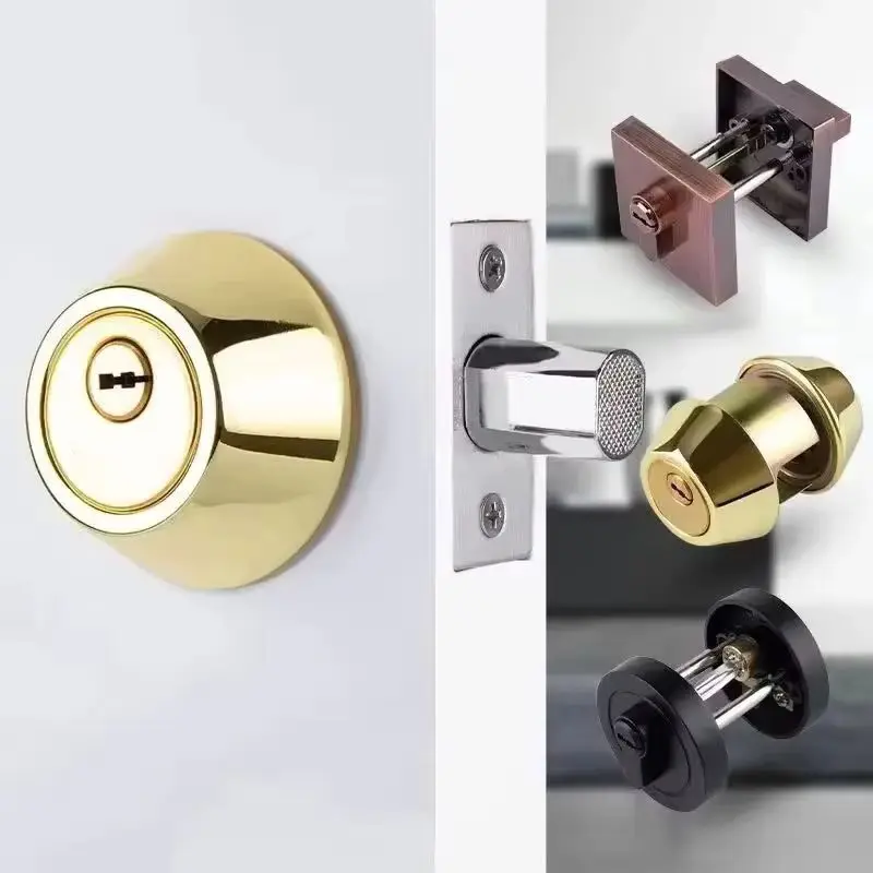 1PCS European C-class Mortise Door Lock Copper Cylinder Deadbolt Lock Entrance Passage Living Room Bedroom Door Locks + Keys