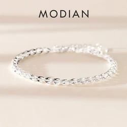 Modian Authentic 925 Sterling Silver Gypsophila Bracelet Link Chain Bangle for Women Korea Style Wedding Engagement Fine Jewelry