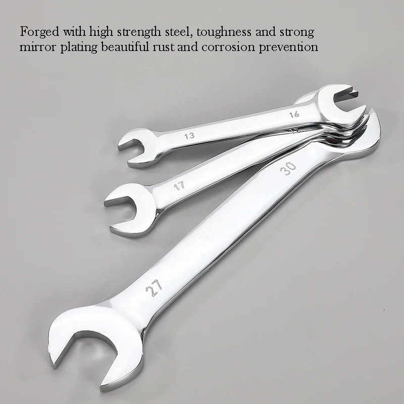 Open End Wrench Tool 5.5-24mm Multi-function Mirror Dual Headed Spanner Set for Hex Nuts Bicycle Car Repair Hand Tools