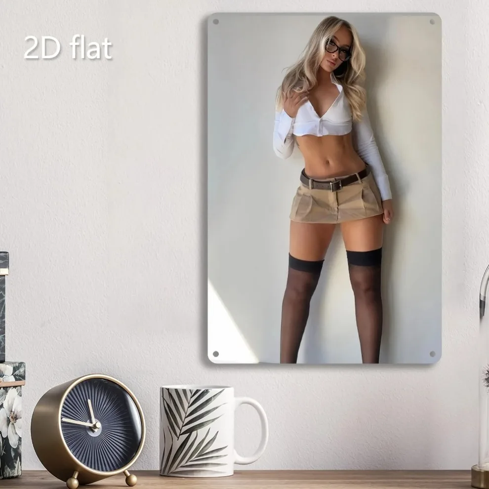Elegant Blonde Lady Metal Wall Art - 2D Iron Plaque Pre-Drilled Weatherproof 7.87x11.8in Indoor Outdoor Home Garden Festival Dec