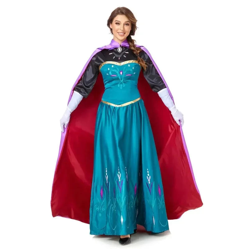 

Adult Deluxe Ana Beauty Princess Anime Costume Halloween Fairy Tale Party Elsa Queen Cosplay Dress ir;l5