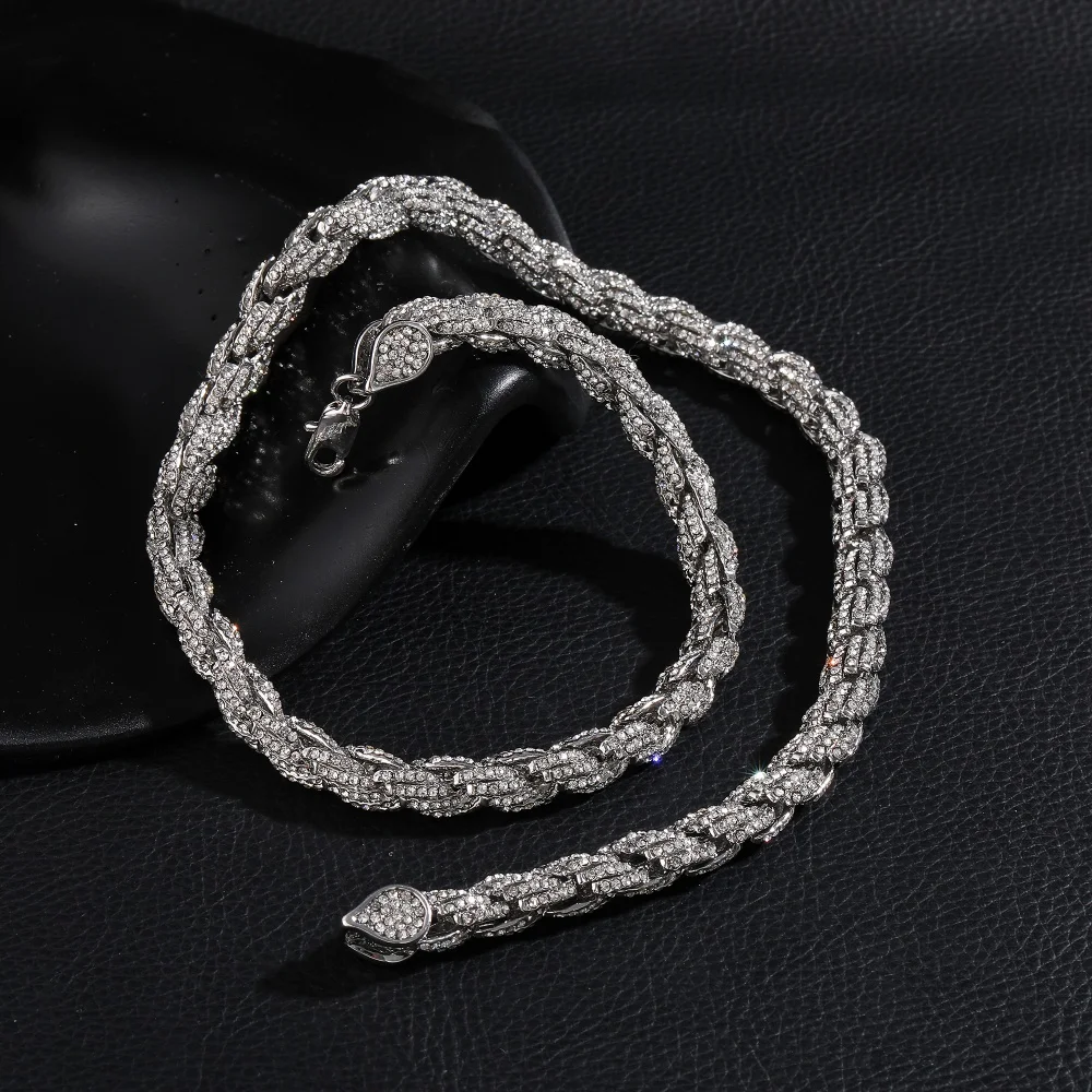 Corda corrente hiphop neckalce bling moda gargantilha link presente para homens mulheres combinando rapper rocker punk acessório na moda