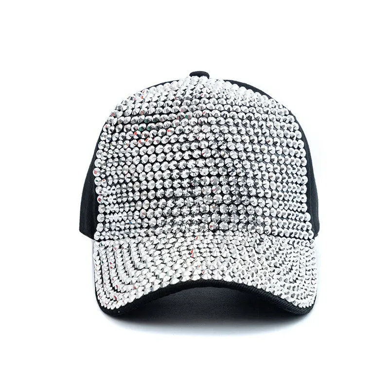 

Women Diamond Inlay Cap Spring Summer Hip Hop Kpop Dance Baseball Caps Simple Plain Party Street Hat