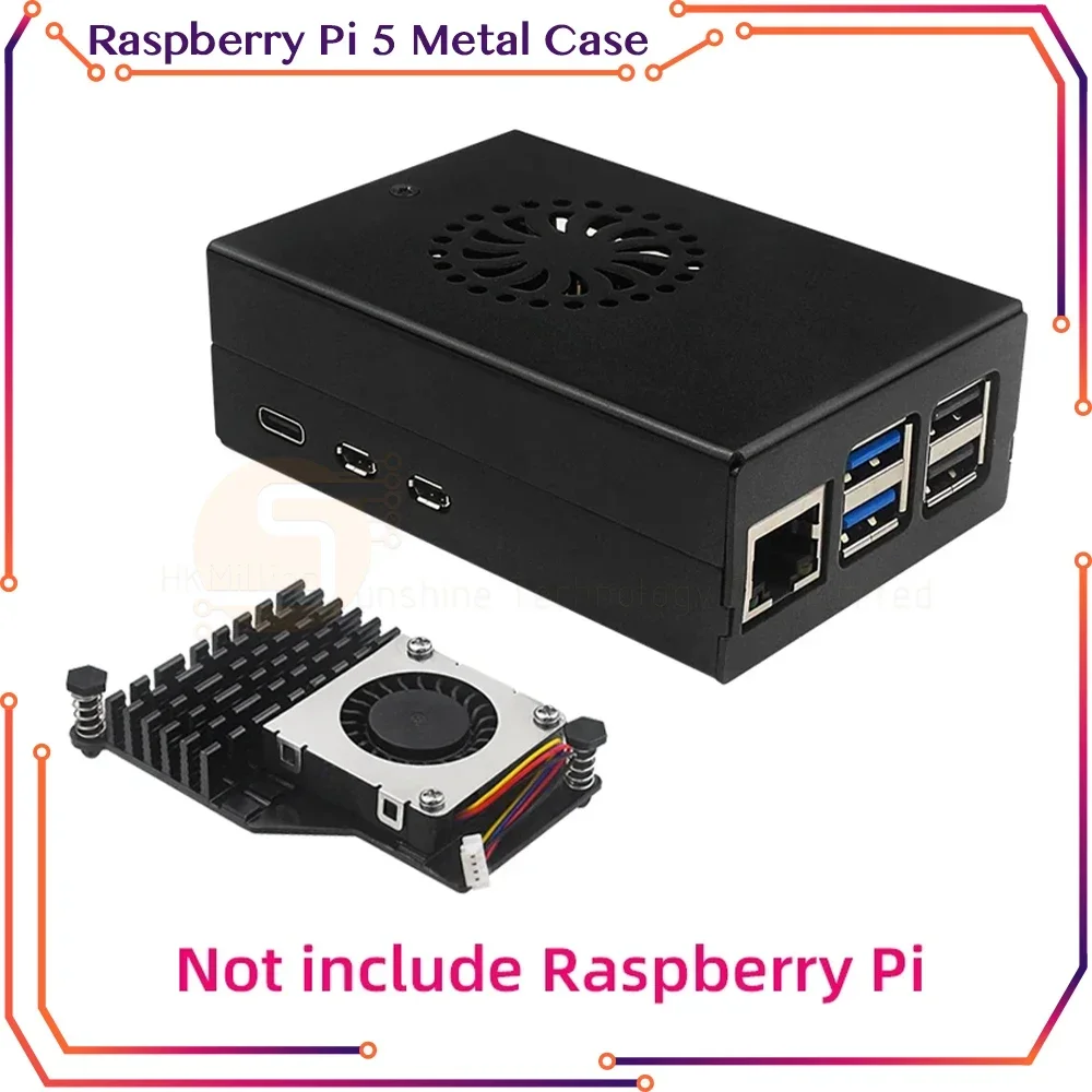 

Raspberry Pi 5 Metal Case Aluminum Alloy Shell compatible for Active Cooler for RPI 5 Pi5