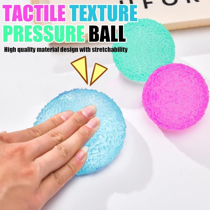 Textured TPE Stress Relief Squeeze Ball 4/6cm Soft Squishy Sensory Toy Anti Anxiety Fidget Vent Ball Adult Hand Exercise Gifts