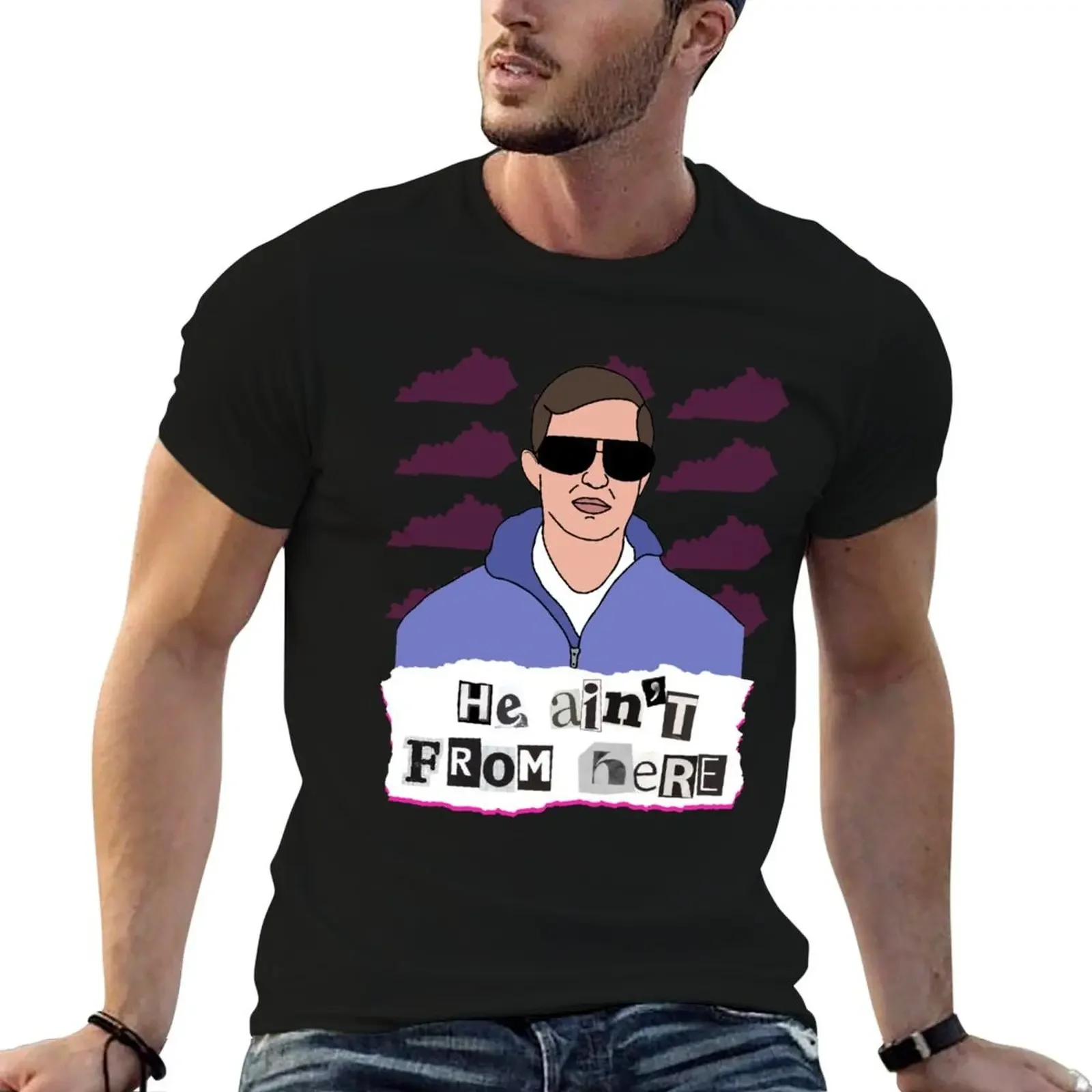 

He Ain't From Here pt 2 T-Shirt blue lock summer top croswit shirt man Men's t-shirt