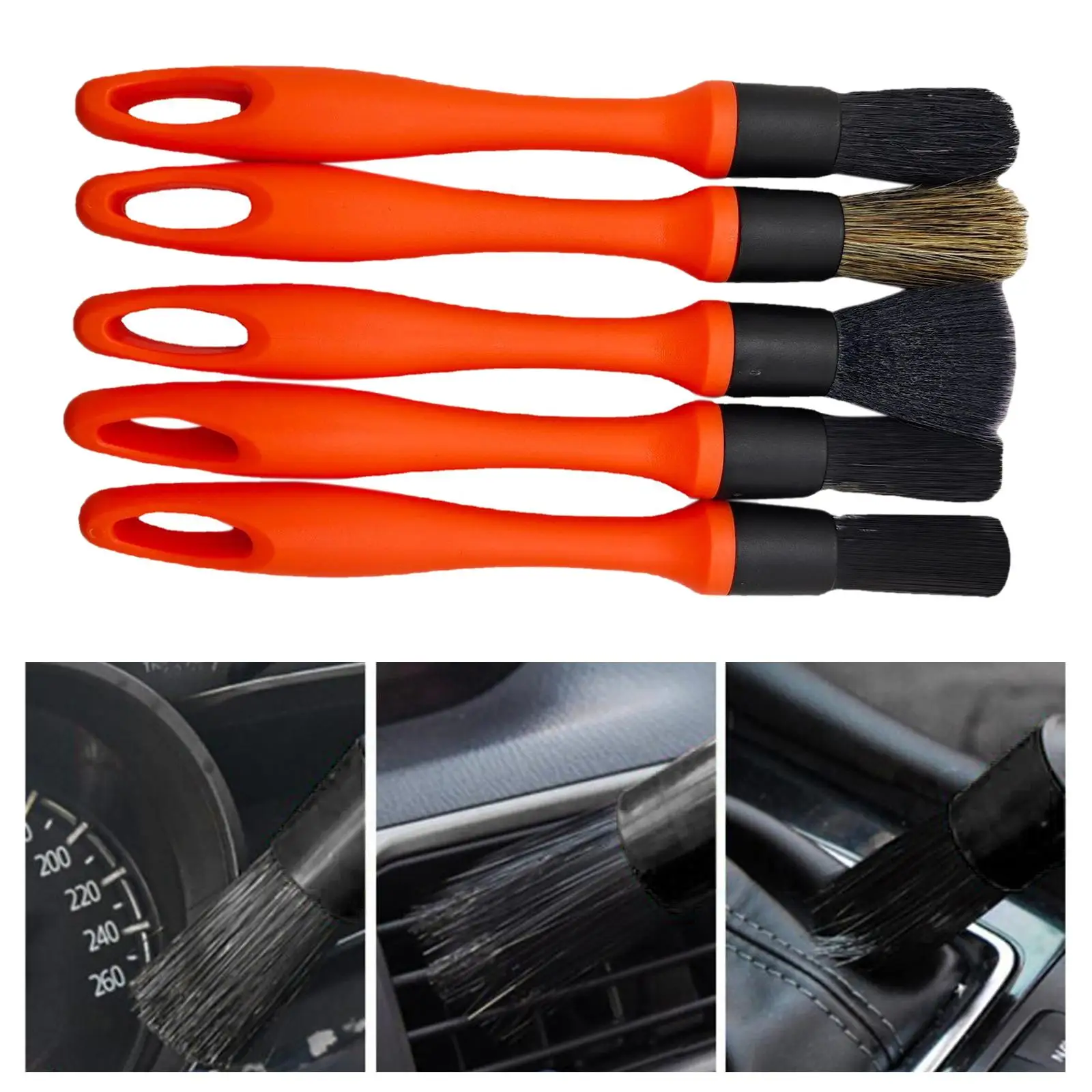 5x Auto Detailing Brushes Premium for Dashboard Vehicle Cleaning Engine