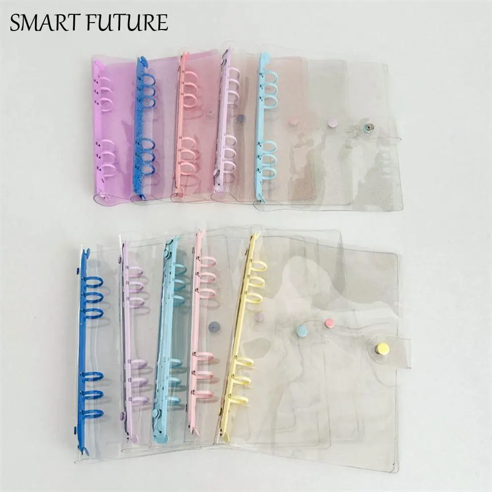 PVC and Metal A5 Binder Transparent 6-hole Loose Leaf Notebook Shell Multiple Colors Waterproof Photocards Holder Diary