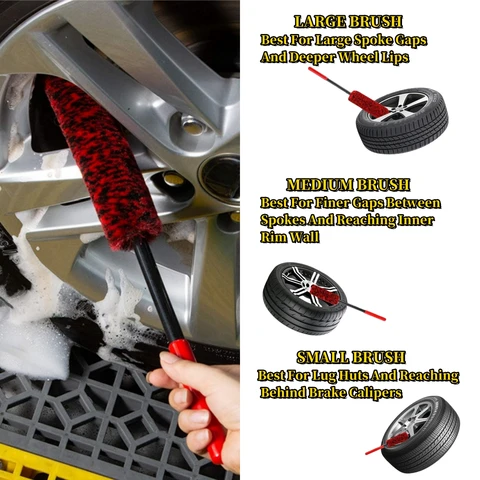 Щетки для очистки автомобильных дисков, гибкие щетки для колес, инструменты для мойки автомобильных дисков и шин, легко очищают труднодоступные места фильтрующая губка отзывы - №9