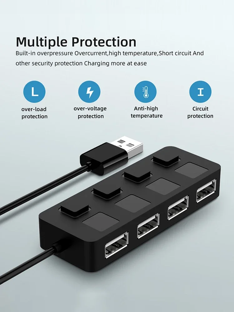 Ultra Data Hub USB Flash Drives 4 portas USB 2.0 Hub Splitter Multi USB Adaptador de alimentação para laptop Computador desktop
