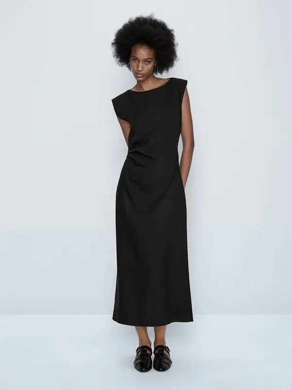 

Новое женское платье MD с приталенным силуэтом, черное, с завышенной талией, длинное, для работы, путешествий и повседневной носки, H-образного кроя