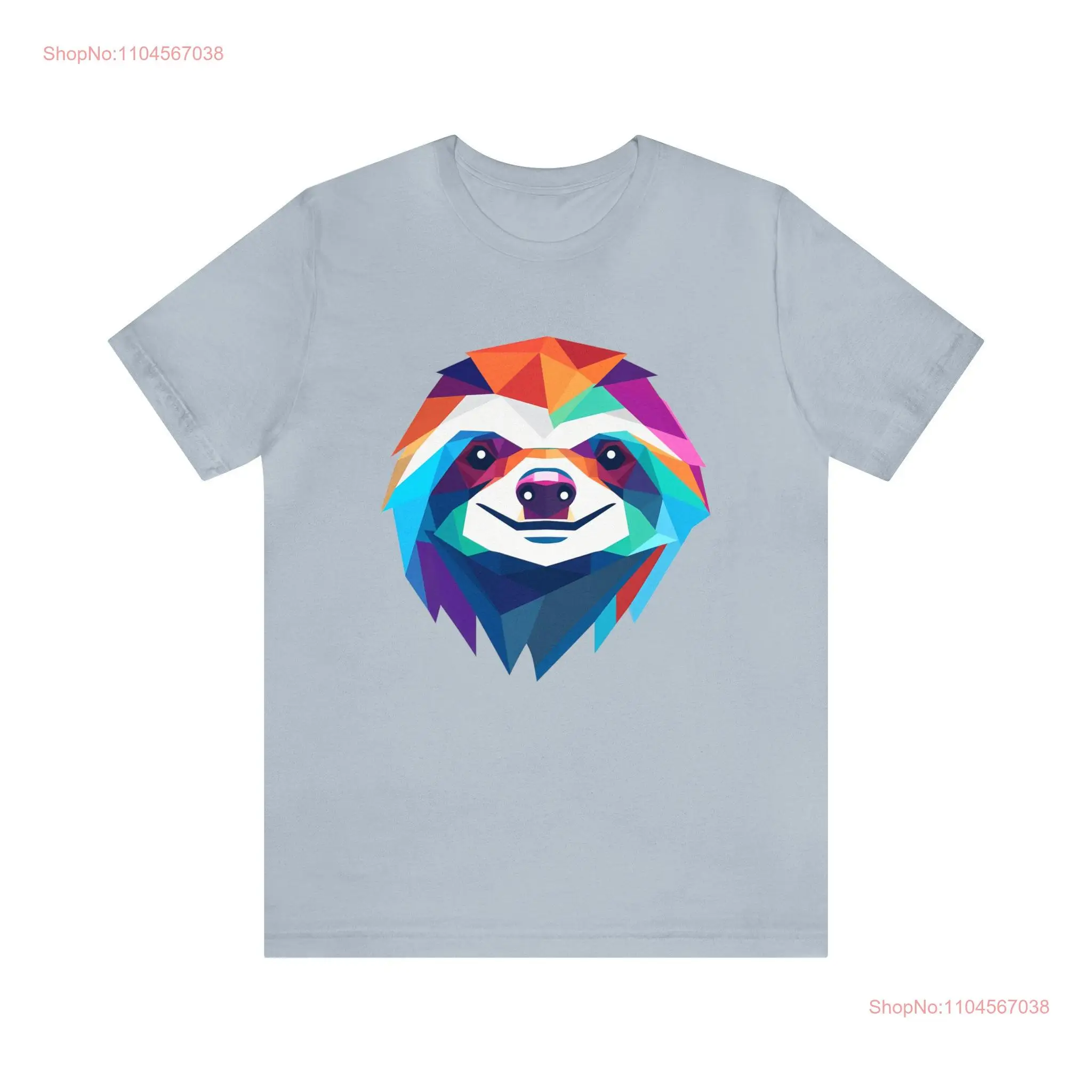 Fractal Sloth Cotton T Shirt long or short sleeves