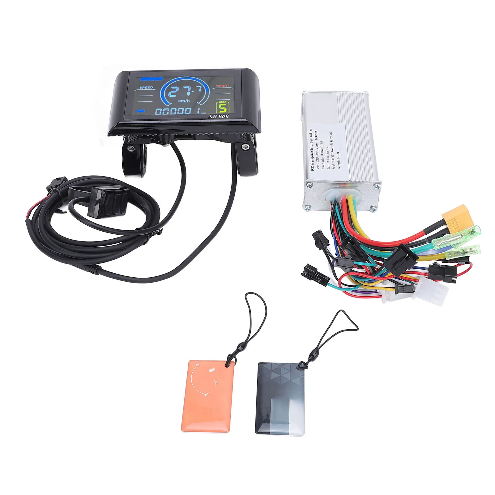 

36V 48V 60V 450W 500W Sine Wave Brushless Motor Controller SW900 NFC Key Induction Display Meter Kit