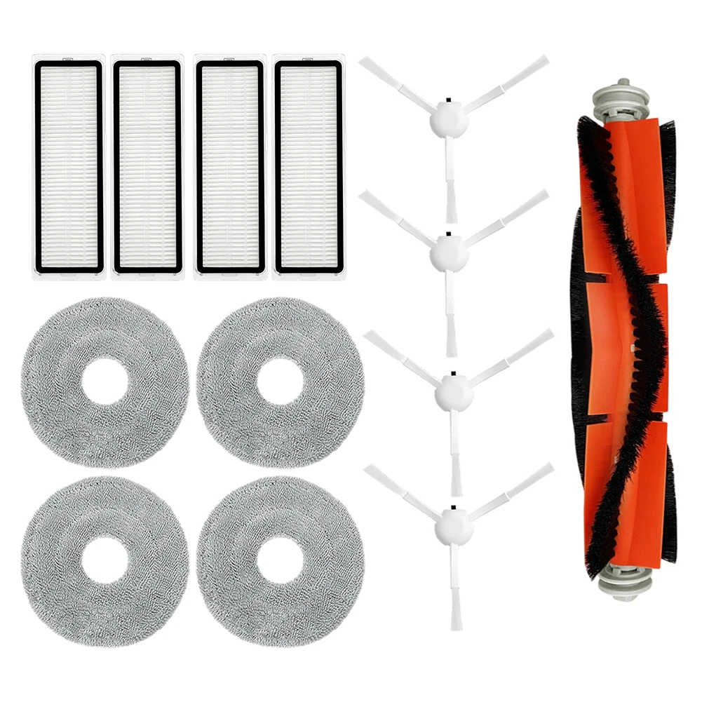 13 pcs Robot Vacuum Accessories for Xiaomi S10+ S10 for Plus Main Brush Side Brushes HEPA Filters and for washable Mop Cloths