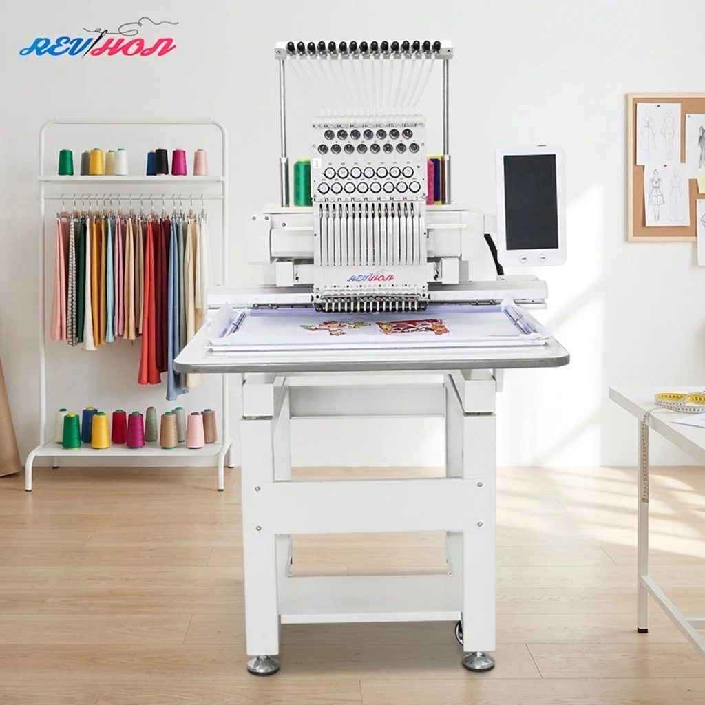 Chinese Factory Computerized 12/15 Needles Single Head 1200 RPM Home Use For Beginner Professional Embroidery Machine