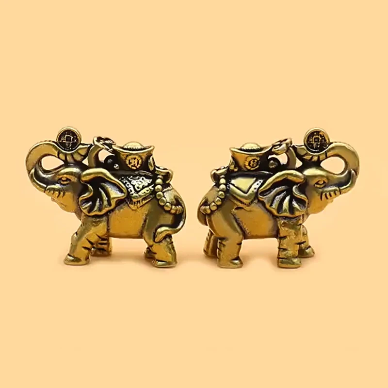 Brass Elephant Metal Figurines Auspicious Elephant Living Room Desk Decoration Mini Elephant Figurines Accessoires Miniatures