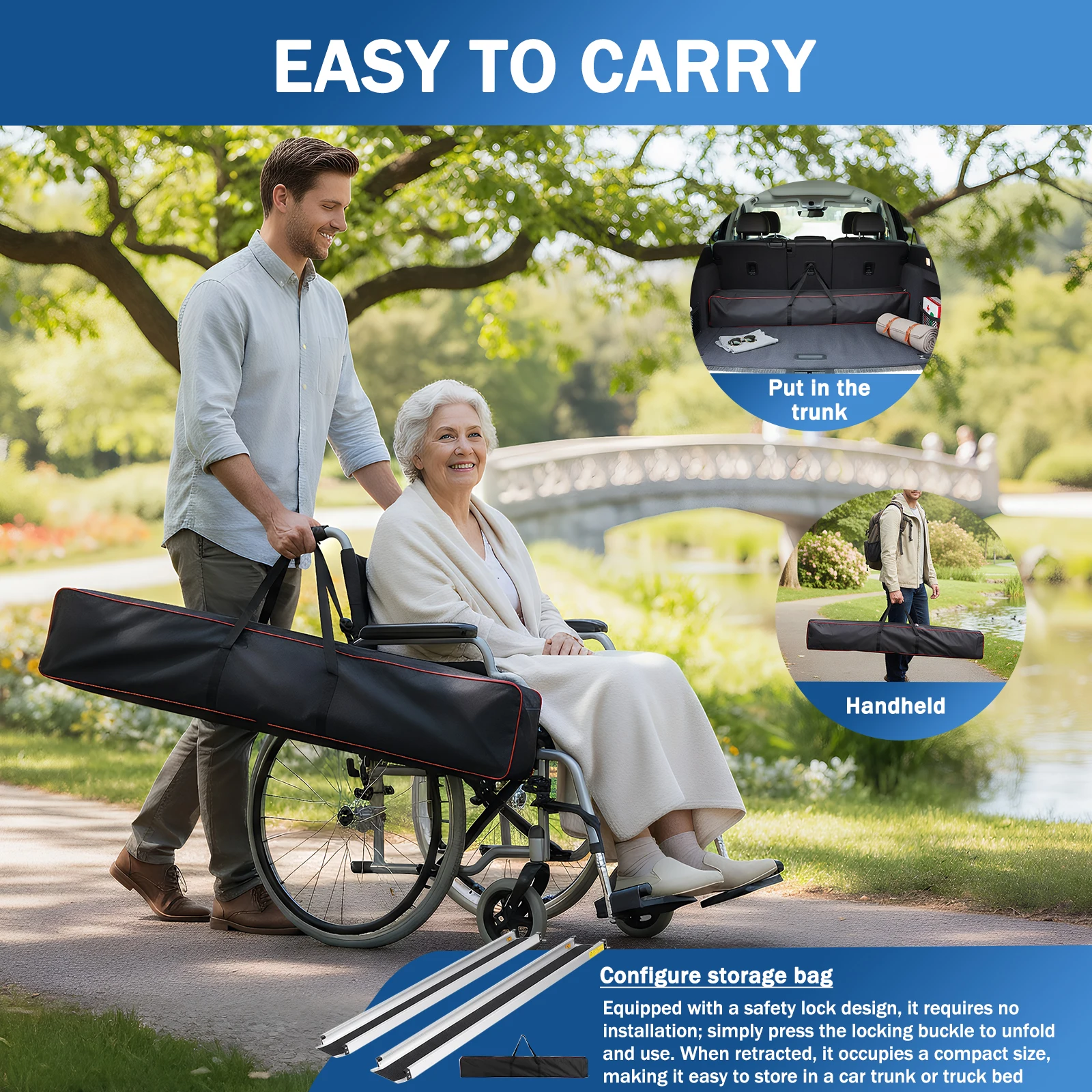 

8 Feet Retractable Non-Slip Aluminum Scooter Ramp 94x7.4inch Mobility Access Handicap Ramp for Home Steps/Stairs/Doorways/Curbs