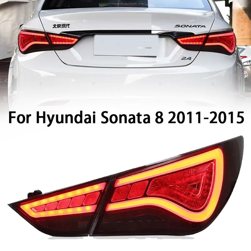 Car Taillights for Hyundai Sonata 8 2011-2015 LED DRL Dynamic Turn Signal Brake Reversing Tail Light Auto Accessories